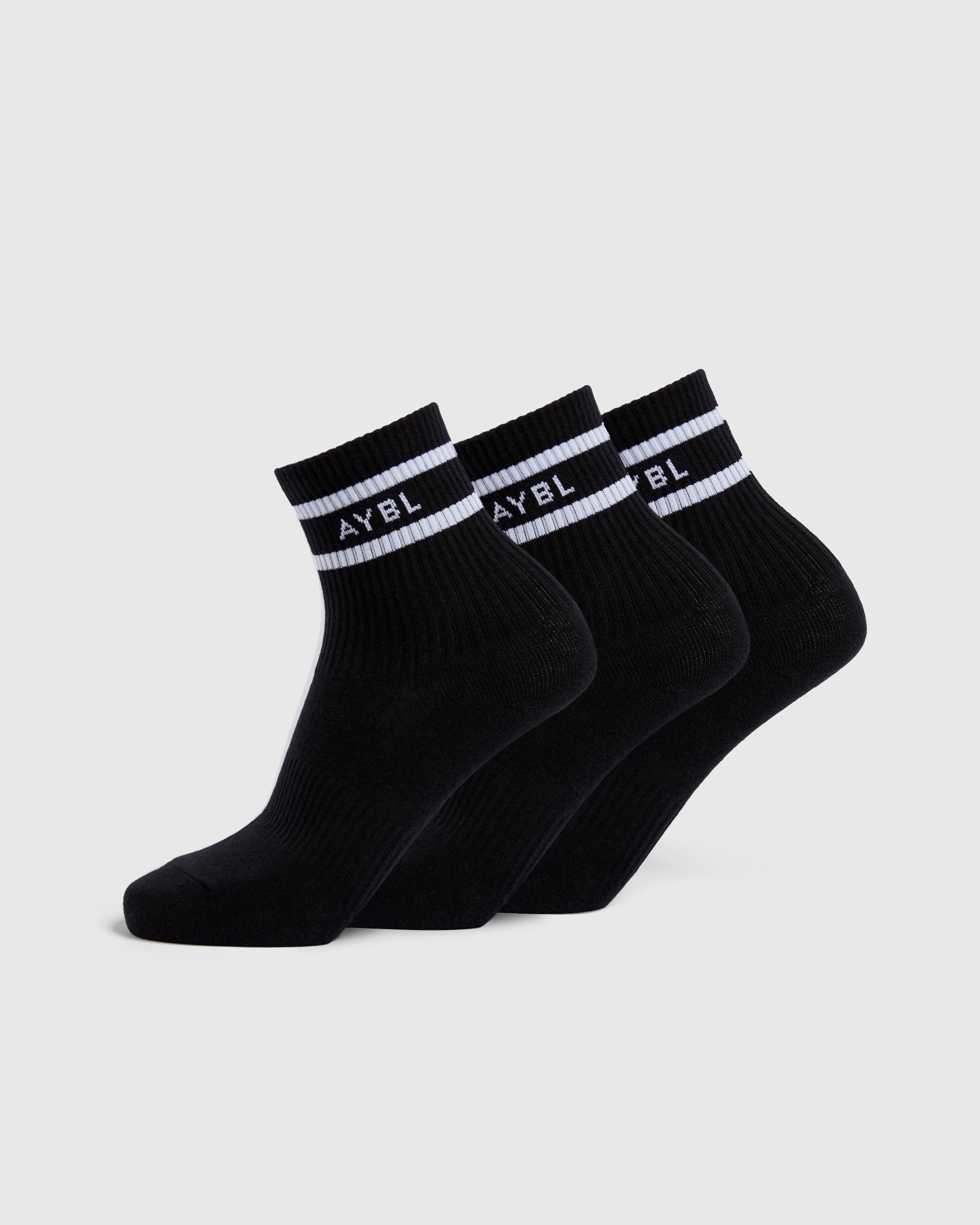 Chaussettes Everyday Double Stripe Crew (Paquet de 3) - Noir