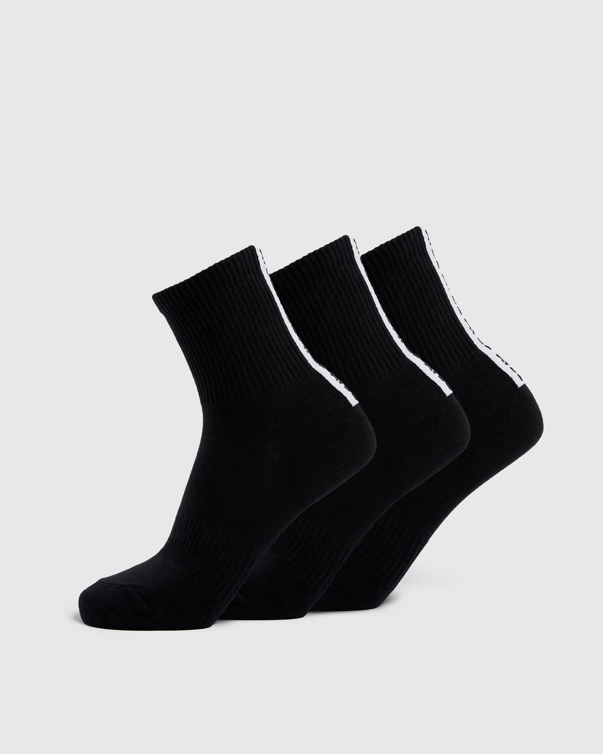 Everyday Back Stripe Crew Socken (3er-Pack) – Schwarz